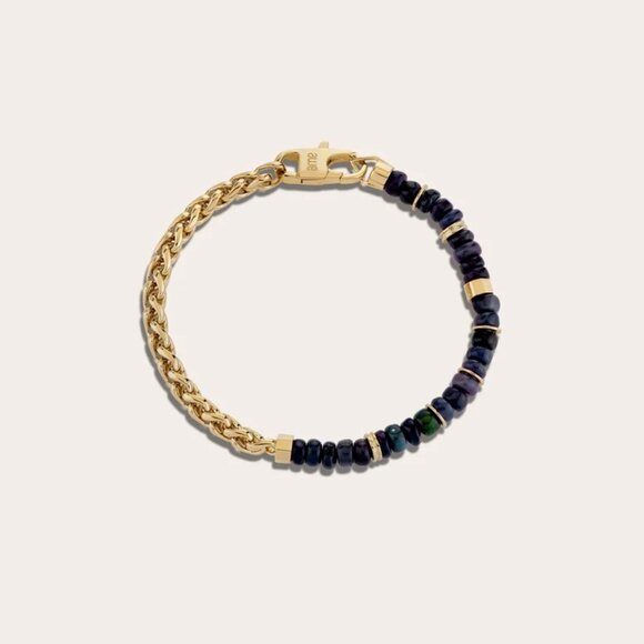NEW Awe Inspired Black Opal Meditation Bracelet in 14K Yellow Gold Vermeil - Picture 1 of 2